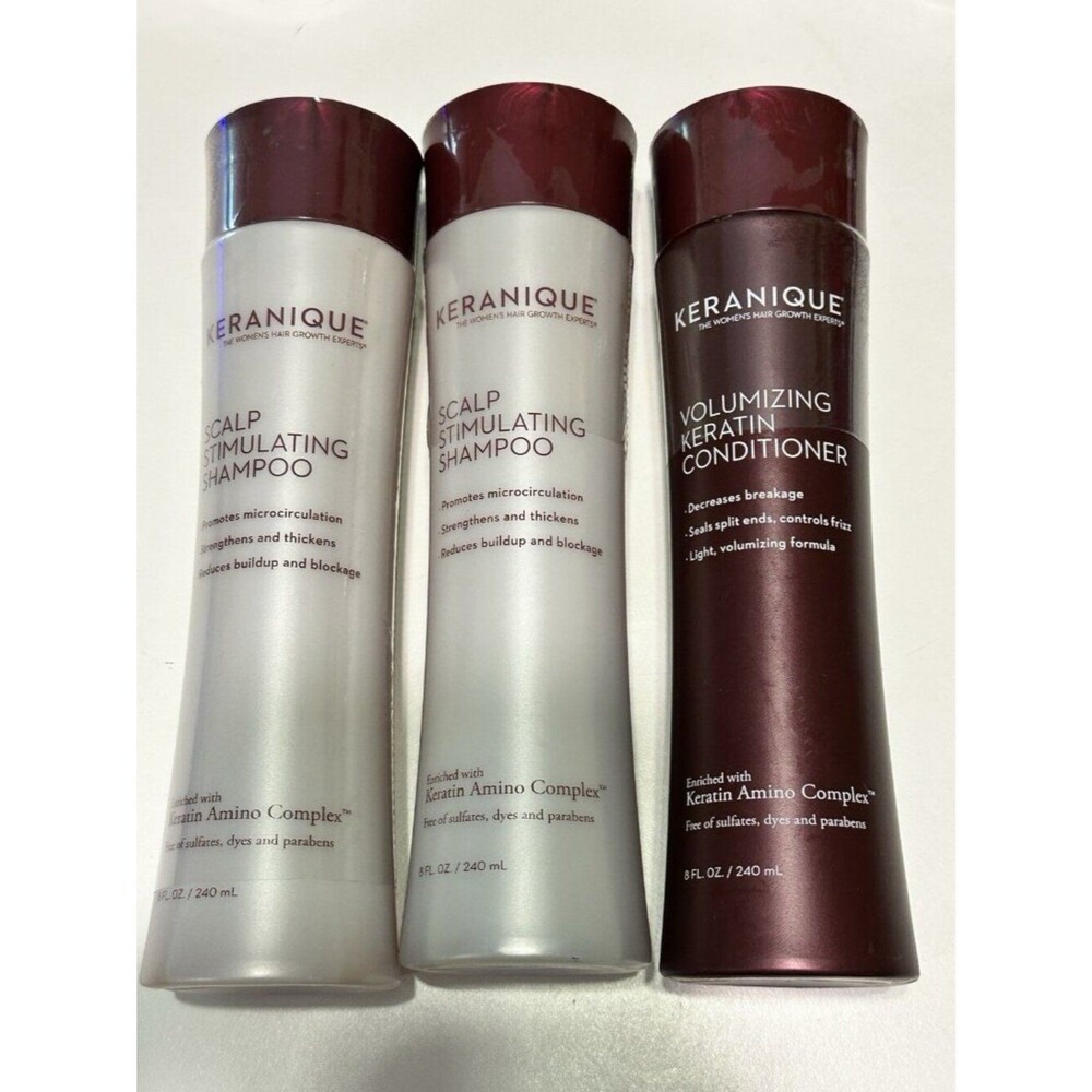 NEW Keranique Scalp Stimulating 2 Shampoo  1 Conditioner Strengthen Thicken Hair